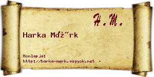 Harka Márk névjegykártya